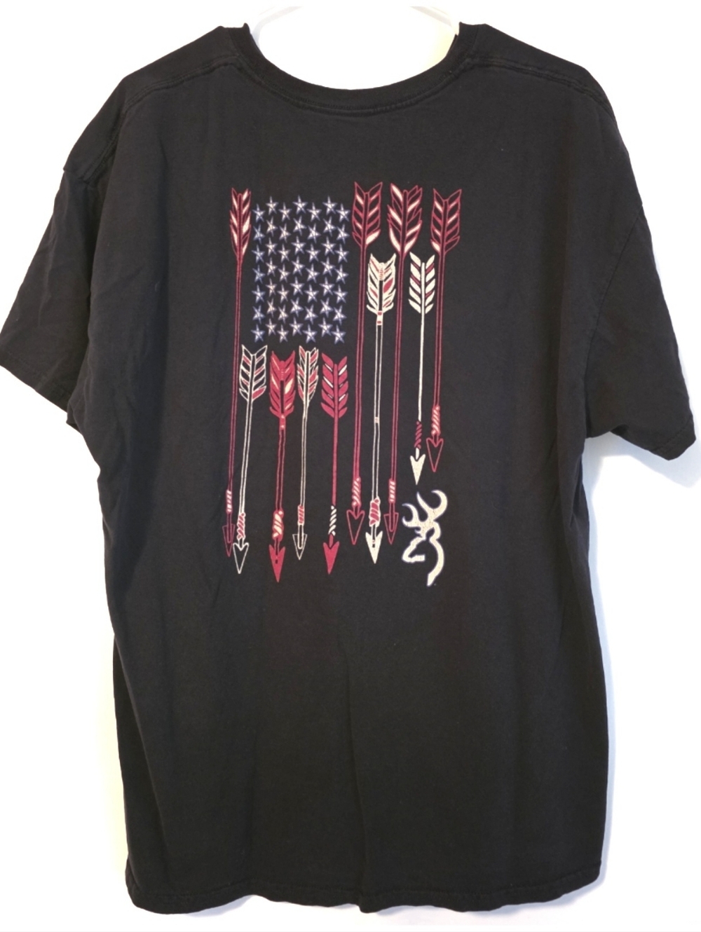 BROWNING Black Graphic Tee with Arrow-American Flag Design XL